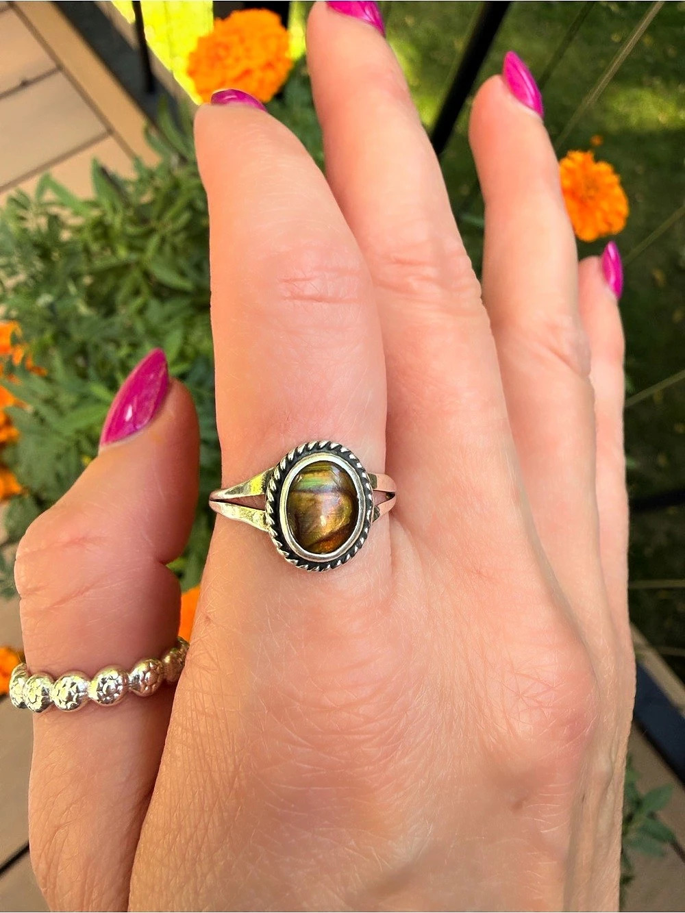Makai stamped Fire Agate Sterling Silver Ring